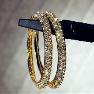 New 18k gold plated Hoop Diamond Earrings